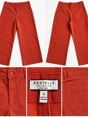 Baatelle Rust Orange Wide-Leg Ankle Pants